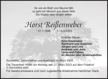 Traueranzeige von Horst Reißenweber von Neue Presse Coburg