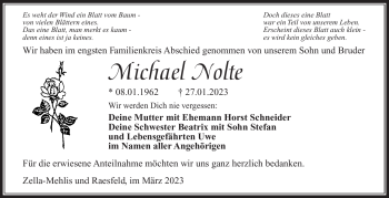Traueranzeige von Michael Nolte von Südthüringer Presse