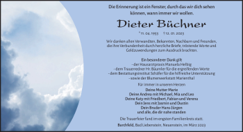 Traueranzeige von Dieter Büchner von Südthüringer Presse