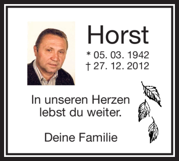 Traueranzeige von Horst  von Frankenpost