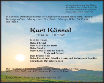 Traueranzeige von Kurt Kössel von Südthüringer Presse