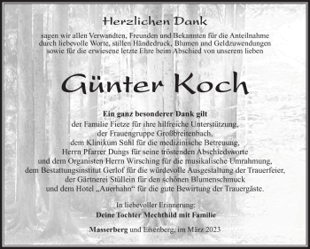 Traueranzeige von Günter Koch von Südthüringer Presse