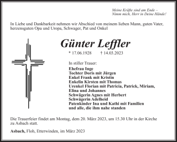 Traueranzeige von Günter Leffler von Südthüringer Presse