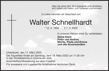 Traueranzeige von Walter Schnellhardt von Neue Presse Coburg