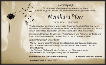 Traueranzeige von Meinhard Pforr von Südthüringer Presse