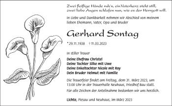 Traueranzeige von Gerhard Sontag von Südthüringer Presse