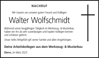 Traueranzeige von Walter Wolfschmidt von Neue Presse Coburg