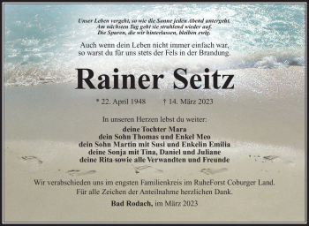 Traueranzeige von Rainer Seitz von Südthüringer Presse