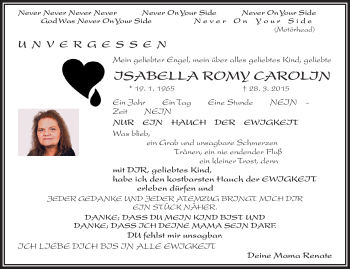 Traueranzeige von Isabella Zabielski von Frankenpost