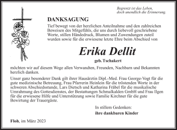 Traueranzeige von Erika Dellit von Südthüringer Presse