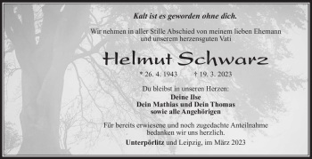 Traueranzeige von Helmut Schwarz von Südthüringer Presse