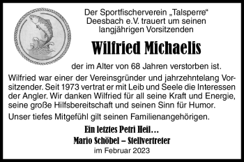Traueranzeige von Wilfried Michaelis von Südthüringer Presse