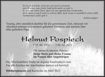 Traueranzeige von Helmut Pospiech von Südthüringer Presse