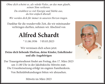 Traueranzeige von Alfred Schardt von Neue Presse Coburg
