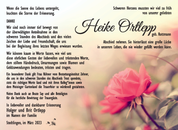 Traueranzeige von Heike Ortlepp von Südthüringer Presse