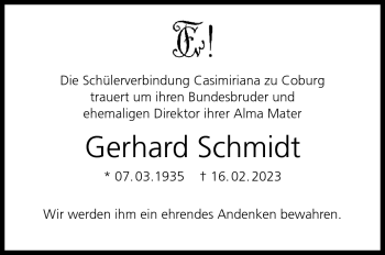 Traueranzeige von Gerhard Schmidt von Neue Presse Coburg
