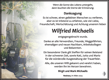 Traueranzeige von Wilfried Michaelis von Südthüringer Presse