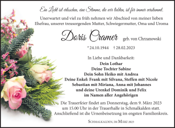 Traueranzeige von Doris Cramer von Südthüringer Presse