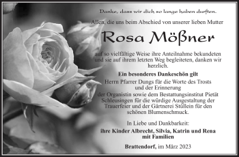 Traueranzeige von Rosa Mößner von Südthüringer Presse