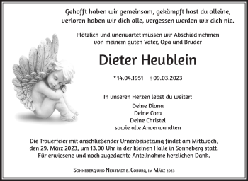 Traueranzeige von Dieter Heublein von Südthüringer Presse