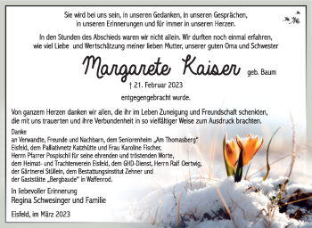 Traueranzeige von Margarete Kaiser von Südthüringer Presse