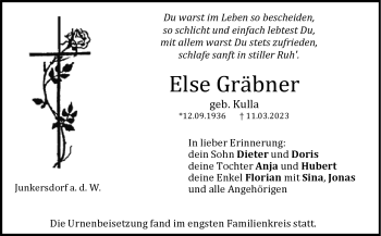Traueranzeige von Else Gräbner von Neue Presse Coburg