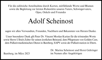 Traueranzeige von Adolf Scheinost von Neue Presse Coburg