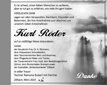 Traueranzeige von Kurt Röder von Südthüringer Presse