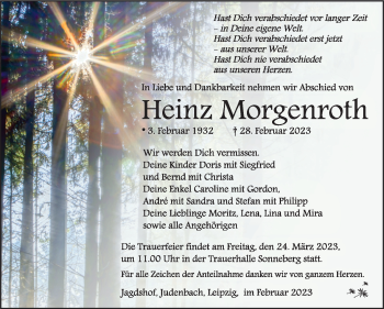 Traueranzeige von Heinz Morgenroth von Südthüringer Presse