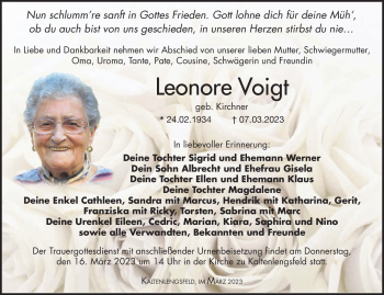 Traueranzeige von Leonore Voigt von Südthüringer Presse