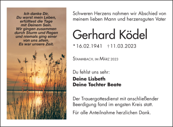 Traueranzeige von Gerhard Ködel von Frankenpost