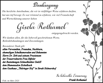 Traueranzeige von Gisela Rothamel von Südthüringer Presse