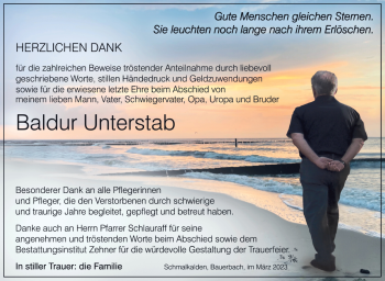 Traueranzeige von Baldur Unterstab von Südthüringer Presse