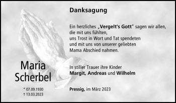 Traueranzeige von Maria Scherbel von Neue Presse Coburg