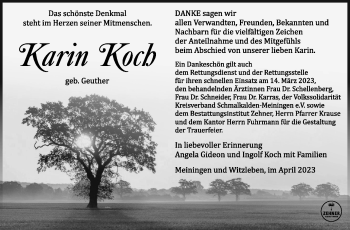 Traueranzeige von Karin Koch von Südthüringer Presse