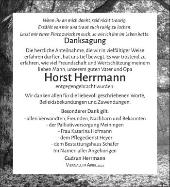 Traueranzeige von Horst Herrmann von Südthüringer Presse
