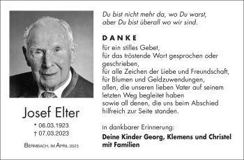 Traueranzeige von Josef Elter von Südthüringer Presse