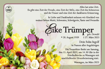 Traueranzeige von Eike Trümper von Südthüringer Presse