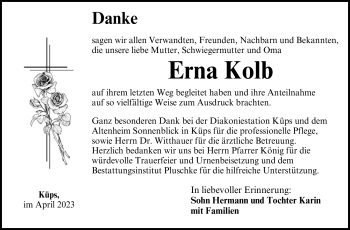 Traueranzeige von Erna Kolb von Neue Presse Coburg