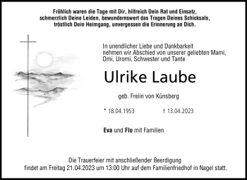 Traueranzeige von Ulrike Laube von Neue Presse Coburg