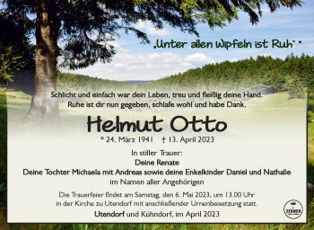 Traueranzeige von Helmut Otto von Südthüringer Presse