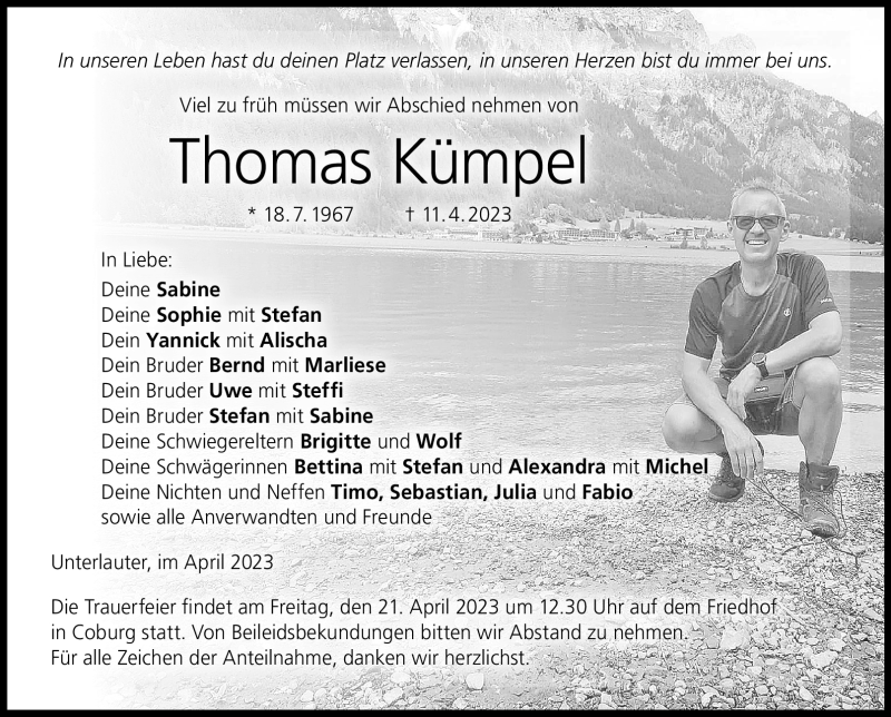 Traueranzeige für Thomas Kümpel vom 15.04.2023 aus Neue Presse Coburg