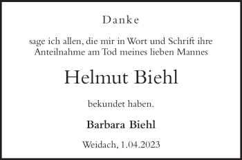 Traueranzeige von Helmut Biehl von Neue Presse Coburg