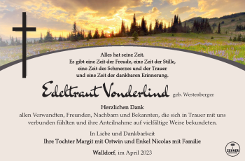 Traueranzeige von Edeltraut Vonderlind von Südthüringer Presse