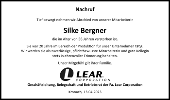 Traueranzeige von Silke Bergner von Neue Presse Coburg