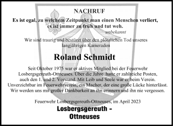 Traueranzeige von Roland Schmidt von Neue Presse Coburg