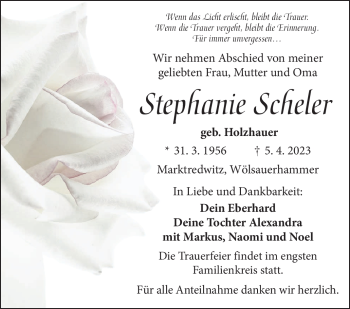 Traueranzeige von Stephanie Scheler von Frankenpost