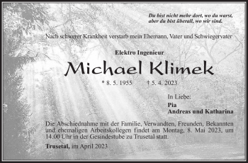 Traueranzeige von Michael Klimek von Südthüringer Presse