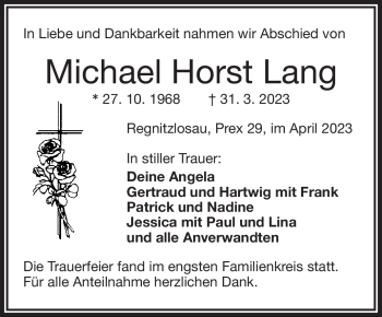 Traueranzeige von Michael Horst Lang von Frankenpost