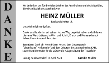 Traueranzeige von Heinz Müller von Neue Presse Coburg